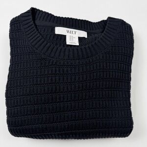 Wilt Crewneck Sweater Mens XL Black New Textured Knit 100% Cotton Long Sleeve